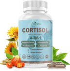 Cortisol Supplement for Women and Men, 4-in-1 Cortisol Reducer with Magnesium Glycinate, Ashwagandha, Phosphatidylserine, L-Theanine, for Relaxation & Calm Support, 90 Veg Caps
