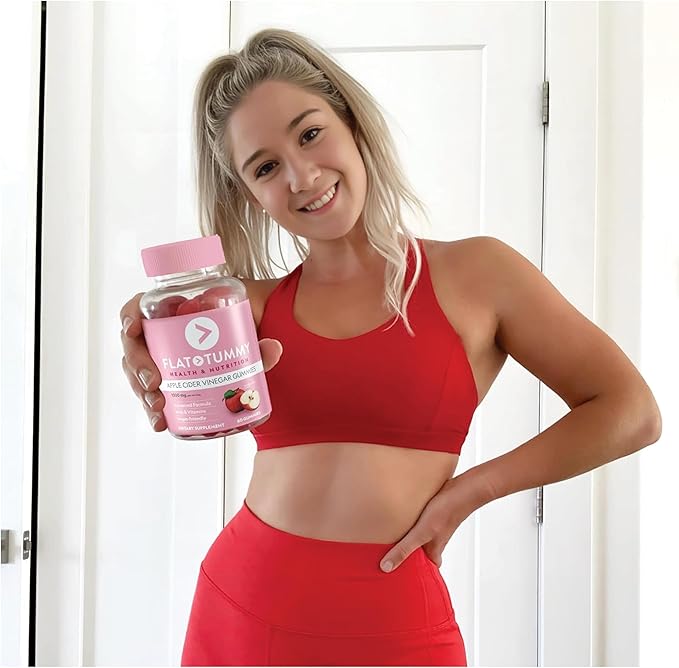 Flat Tummy Apple Cider Vinegar Gummies,– ACV Gummies,Detox,Support Gut Health – Vegan-Friendly,Non-GMO - Beet and Pomegranate Superfood Powders,Vitamins B6,B9 & B12,60 Count (Pack of 3)