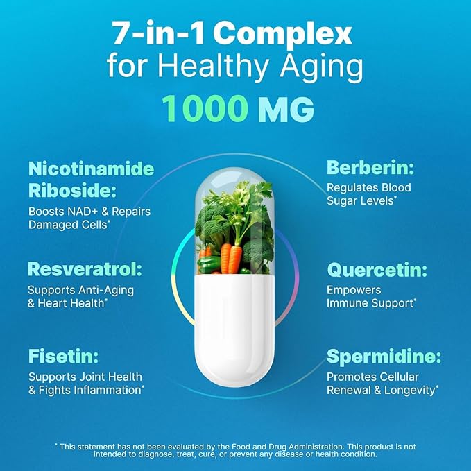 Liposomal Nicotinamide Riboside NR Supplement Resveratrol NAD : Nicotinamide 500mg w/Fisetin, Resveratrol Powder Spermidine Berberine NAD Resveratrol Supplement 500 mg - 60 caps 4 Pack
