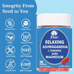 Cortisol Supplements for Women, Calm Magnesium Glycinate Gummies, Ashwagandha, L-Theanine, GABA, D3, B6, Mood Anxiety Sleep Relax, Raspberry Flavour, Vegan 90 Gummies
