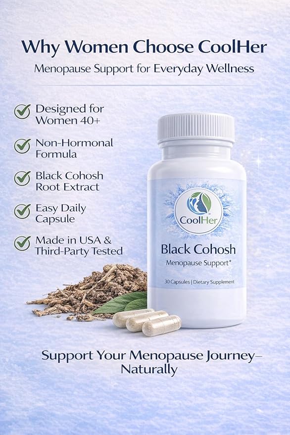 Menopause Support for Women – Hot Flash & Night Sweat Relief – Black Cohosh Supplement – Non-GMO, Gluten-Free – 30 Capsules