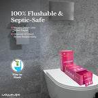 On-The-Go Flushable Feminine Wet Wipes, 32 Count XL Individually Wrapped Female Wipes, Hypoallergenic 100% Plant Based Septic Safe, Travel Size Adult Cleansing Cloth for Women, Rosewater