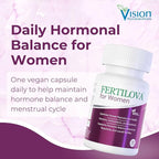 Vision Nutra Fertility Support Supplement for Women | for Hormonal Balance & May Support Menstrual Regularity | Fertilova 60 Vegan Capsules - 2 Month Supply