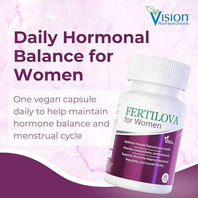 Vision Nutra Fertility Support Supplement for Women | for Hormonal Balance & May Support Menstrual Regularity | Fertilova 60 Vegan Capsules - 2 Month Supply