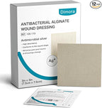 Dimora Upgrade Silver Calcium Alginate Wound Dressing -Antibacterial Non Stick Gauze for Wounds Care, Highly Absorbent Sterile Bandage Pads with Ag, 3'' x 3'' Patches 12 Packs Individual