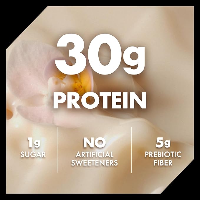 Oikos Protein Shake, Vanilla, 30g High Protein Drinks, Shelf Stable, Ready to Drink, 5g Prebiotic Fiber, 12 fl oz Bottle (Pack of 24)