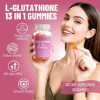 L-Glutathione 13 in 1 Gummies 1200mg, Reduce Wrinkles, Anti-Aging Support, Immunity Booster, Vegan, Non-GMO, 60 Count