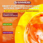 Red Yeast Rice Gummies 2400MG with CoQ10, Suagr Free Balanced Chṏlesterṏl Supplements Plus Citrus Bergamot, Plant Sterols & Stanols Supports Vḁsculḁr Health, Energy, Immunity for Age 50+,Vegan,60 Cts