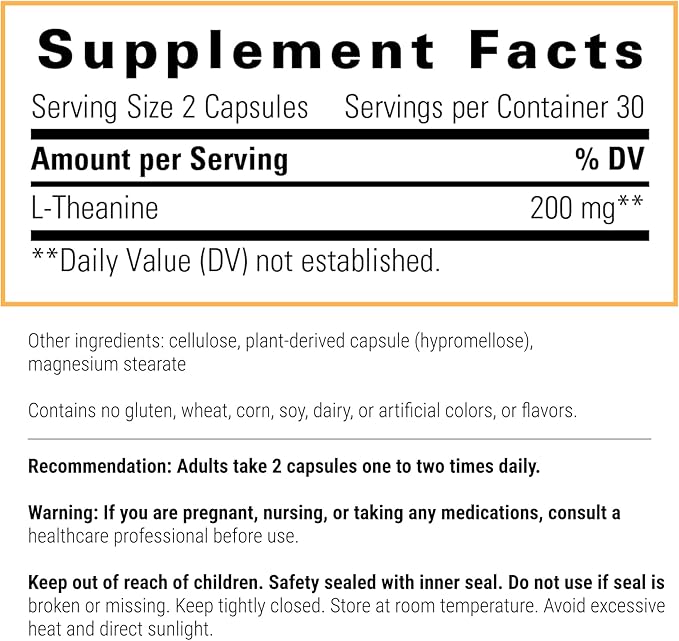 Integrative Therapeutics L-Theanine - Stress Response Support for Demanding & Busy Lifestyles* - Calmness & Relaxation Support* - Amino Acid Supplement - 60 Capsules (30 Servings)