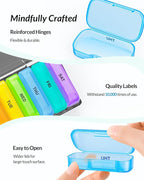 ZIKEE 7 Packs Extra Large Pill Organizer, Portable Pill Box 7 Day for Pocket, Purse, Weekly Pill Case with Dual-Protection Design, Pill Container for Medication, Vitamin, Fish Oil, Supplement, Black