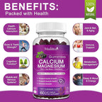 Calcium Magnesium Zinc Gummies with High Absorption Magnesium Glycinate 200mg, Potassium -Plant Calcium Supplement w/ D3 & Sea Moss for Bone, Muscles, Calm Mood & Sleep Support- Kids & adults (3 Pack)