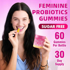 Women's Probiotic Slippery Elm Gummies - Her Juicy Probiotics for Feminine Health, Supports pH Balance & Immune System, Pineapple Flavor, 60 Count