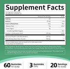 M inch Fiber Gummies for Adults Women Men Sugar Free - Fiber Supplement Support Digestive, Gut & No Bloating* - 7g High Fiber per Serving, Daily & Soluble, 3 Pack, Apple Flavor, Vegan, Non GMO