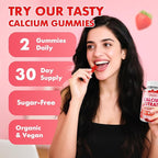Calcium Citrate Gummies 1200 mg, Calcium Supplement for Women & Men, Ultimate Absorption Calcium Gummies for Bone, Muscle & Immune Support, Strawberry Flavor, 60 Count