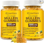 Mullein Gummies, 2000mg Organic Mullein Leaf Extract for Clear Lungs, Boost Respiratory & Digestive, Immune Booster for Adults & Kids, Allergy Friendly, Non-GMO, 120 Gummies