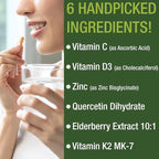 Peak Performance Immune Support Supplement - 6 Top Ingredients Vitamin D3 K2, Vitamin C, Elderberry, Zinc, Quercetin - Includes 5000 IU Vitamin D - Immunity Capsules - Supplements for Women and Men