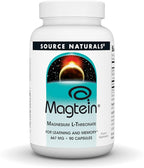 Source Naturals Magtein Magnesium L-Threonate 667mg Supports Focus, Mood, Healthy Memory, Cognitive Function, Sleep* - 90 Capsules