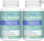 Probiotics for Women and Men, 300 Billion CFU 24 Strains Probiotics + 15 Organic Herbs Prebiotics Blend, Shelf Stable Gut Health Supplement for Digestive Immune & Whole-Body Health, 4 Month Supply