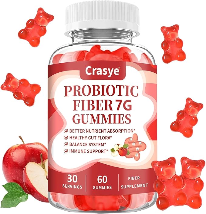 Fiber Gummies for Adults, Probiotic Fiber Gummy Sugar Free Fiber Supplement for Women Men Digestive Regularity Health Support Gut and Immune Wellness - 60 Gummies