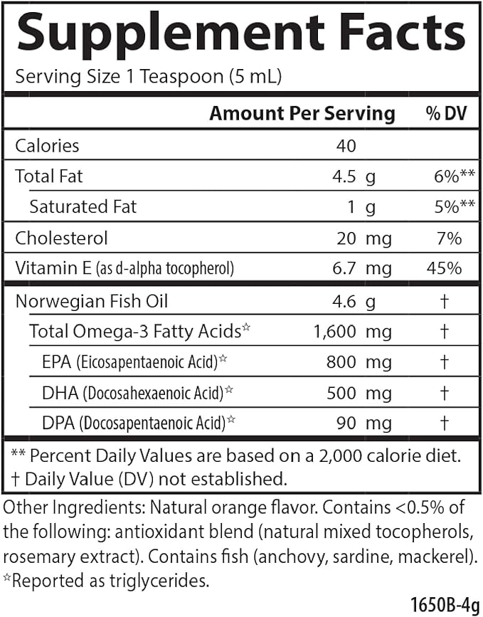 Carlson - The Very Finest Fish Oil, 1600 mg Omega-3s, Liquid Fish Oil Supplement, Norwegian Fish Oil, Wild-Caught, Sustainably Sourced Fish Oil Liquid, Orange, 6.7 Fl Oz