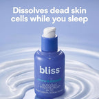 Bliss Renew & Smooth Night Serum – Glycolic Acid + Polyhydroxy Acid Exfoliating Serum – Resurfaces Skin, Smooths Texture & Brightens Tone Overnight – 1 Fl Oz