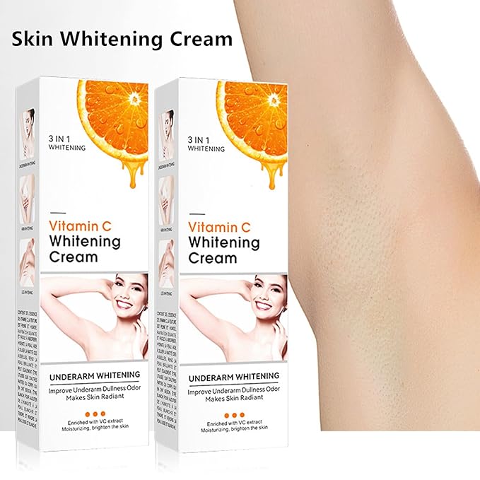 Vitamin C Skin Whitening Cream,Dark Spot Remover for Face,Skin Lightening Cream for Intimate Areas,Neck,Armpit,Elbow, Inner Thigh and Knees,Improve Underarm Dullness Odor