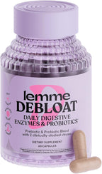 Lemme Debloat 3-in-1 Prebiotic, Probiotic & Digestive Enzyme Capsules for Bloating & Gas Relief - 2 Clinically Studied Probiotics w/5 Digestive Enzymes to Improve Digestion, Women & Men, (60 Count)