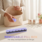 Extra Large Weekly Pill Organizer - XL Vitamin Holder with 7 Detachable Compartments, Portable Medicine Pill Organizer for Supplements, Daily Pill Case for Home and Travel,Purple