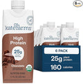 KATE FARMS Organic High Protein Chocolate Nutrition Shake, 25g Protein, 6g Fiber, 27 Vitamins and Minerals, 0g Sugar, Protein Drink, 11 oz (6 Pack)