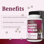 BioSchwartz Bariatric Vitamin C with Iron 45mg Chewable Tablets - 30 Servings, 60 Tablets - Sugar-Free, Fast-Dissolving Bariatric Iron Supplement for Women - Gentle on Stomach, Black Cherry Flavored