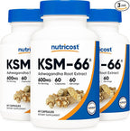 Nutricost KSM-66 Ashwagandha Root Extract 600mg, 60 Veggie Caps (3 Bottles) - 5% Withanolides - with BioPerine