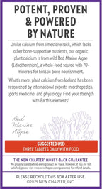 New Chapter Calcium Supplement - Bone Strength Plant-Based USDA Organic Calcium with Magnesium, Vitamin D3+K2, for Bone Health & Joint Mobility, Heart Support, 905 mg dose - 180 Slim Tablets