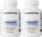 CLEARSTEM - MINDBODYSKIN Hormonal Acne Supplement (5-HTP) - Natural DIM Supplement - Skin Care Vitamins - Hormone Balance, Antioxidants - Gluten Free, Cruelty Free - 60 Servings, 180 Capsules