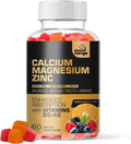 Calcium Magnesium Zinc Supplement Gummies for Kids Toddler & Adults - Enhanced Absorption with Vitamin D3 & K2 - Sugar Free Gluten Free Cal Mag Zinc Vegan Chewable Complex Calcium Gummies