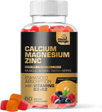 Calcium Magnesium Zinc Supplement Gummies for Kids Toddler & Adults - Enhanced Absorption with Vitamin D3 & K2 - Sugar Free Gluten Free Cal Mag Zinc Vegan Chewable Complex Calcium Gummies