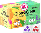 12g Fiber Gummies & Colon Gentle Cleanse - 180 Soft Chews 0 Sugar Fiber Gummies for Adults, 50 B Probiotics, Psyllium Husk & Senna - Colon Detox Cleanse for Gut Health, Regularity & Bloating Relief