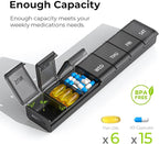 AUVON Weekly Pill Organizer with Effortless Opening Design, Arthritis Friendly Pill Box, BPA-Free Pill Organizer 7 Day, Cute & Portable Pill Case for Vitamins, Supplements and Medications