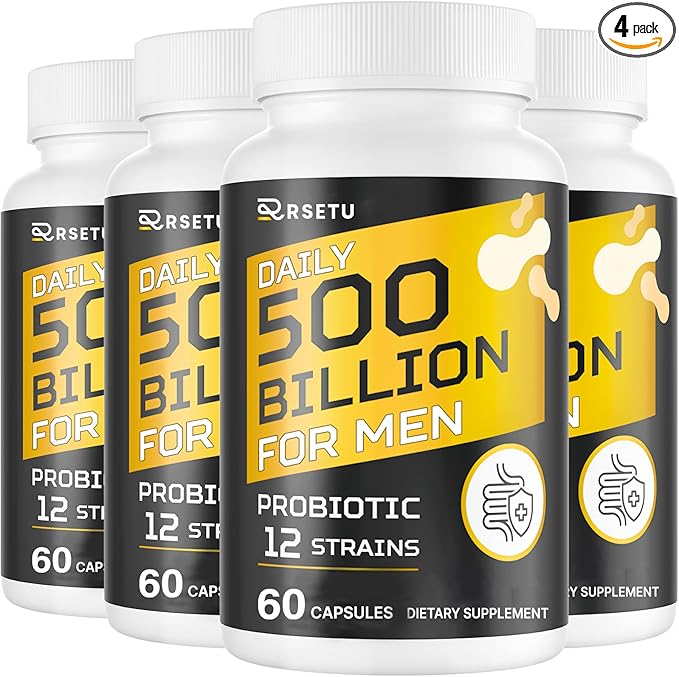 Probiotics for Men, 500 Billion CFUs & 12 Strains Mens Probiotic with Turmeric Cranberry, Goji, Gut Health for Men, for Digestive Health, Gut, Bloating & Gas, Immune, Energy Support, 120-Day Supply