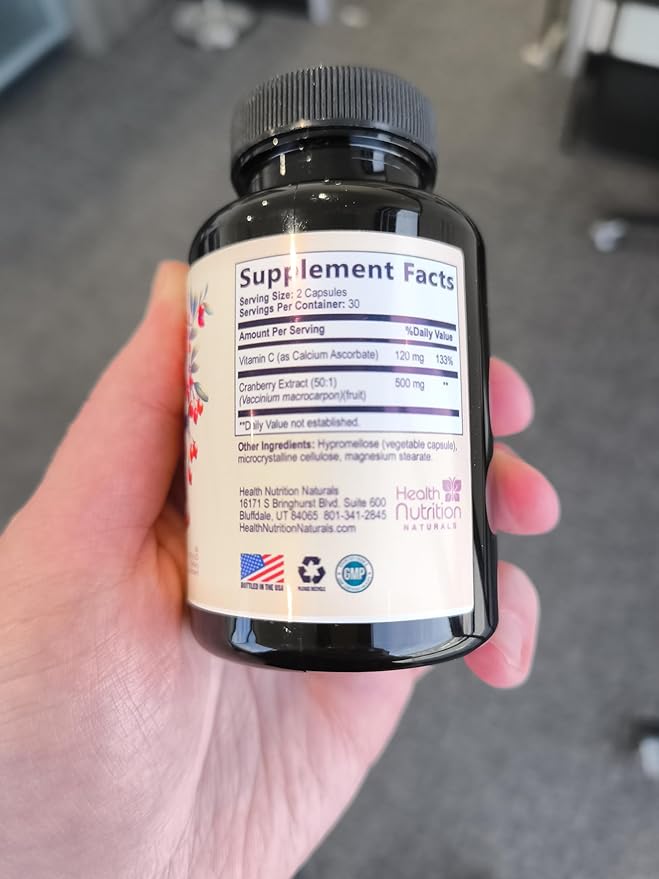 Cranberry Extract 500mg Per Serving - Cranberry Powder Supplement with Vitamins C - Urinary Tract Health Support, Cran Berry Fruit, Sugar Free Formula, Bottled in USA - 60 Capsules