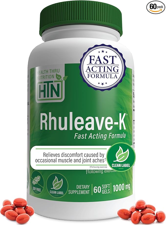 Health Thru Nutrition Acute Formula | Rhuleave-K 1,000mg Curcumin, Boswellia and Black Sesame Seed Oil | Joint and Muscle Fast Acting | Clinically Studied | Non-GMO (Pack of 60)