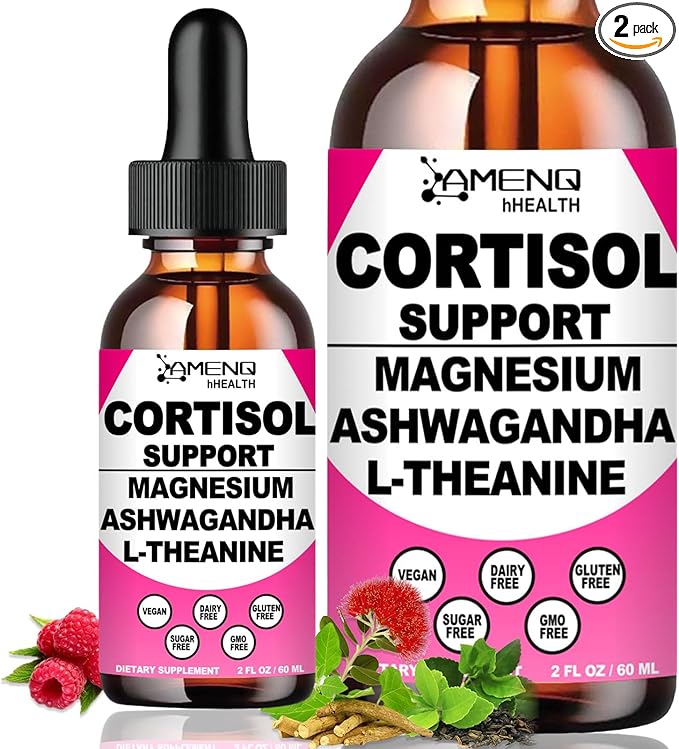 2 Pack Cortisol Supplements for Women, 17-in-1 Cortisol Calm Detox Reducer Manager w. Magnesium Ashwagandha Theanine, Cortisol Liquid Drops for Relax, Recess Mood & Hormone Harmony, Cortisol Drink Mix