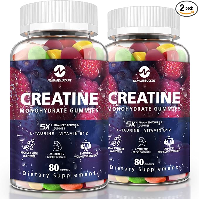 Creatine Monohydrate Gummies - 5g for Men & Women, Creatine Gummies Mixfruit Taste with Taurine for Muscle Gain & Strength, Muscle Builder, Energy Boost, Pre Workout Supplement, 160pcs