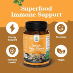 Irish Sea Moss Capsules - Sea Moss and Bladderwrack Capsules with Burdock Root Superfood Blend for Immune Support Heart Health Fertility Joint Health and Thyroid Support for Women and Men - 30 Count
