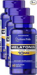Puritan's Pride Premium Super Strength Melatonin 10mg Sleep Aid, Dietary Supplement for Sound, Restful, and Longer Sleep Support, 2 Month Supply, 60 Rapid Release Capsules (Pack of 3)