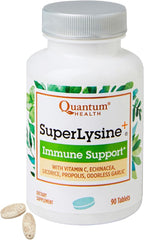 Quantum Health Super Lysine+ / Advanced Formula Lysine+ Immune Support with Vitamin C, Echinacea, Licorice, Propolis, Odorless Garlic (90 Tablets)