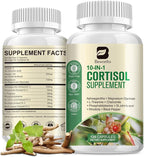 Cortisol Supplements for Women Men, 10-in-1 Cortisol Detox with Ashwagandha, Magnesium, L-Theanine, Balanced Cortisol Levels, Night & Calm Support, 120 Vegan Capsules