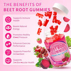 Beet Root Gummies for Women & Men, Beetroot Supplement Beet Chews with Vitamins Grape Seed for Antioxidant Supoort & Immune Health, Sugar-Free/Vegan/Organic,Raspberry Flavor 120 Count