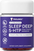 Sleep Gummies Deep Relax 5-HTP Gummies – Melatonin, L-Theanine & Magnesium – Vegan Fruit-Pectin Formula – Gluten & Soy Free – 60 Gummies