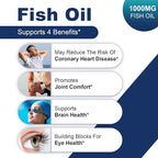 Fish Oil Omega 3 Concentrate Supplement 1000 mg, Rich in EPA and DHA, Supports Heart, Joint, Brain, and Eye Health, Promotes Overall Well-Being, Strengthens The Immune System, Non-GMO | 200 softgels