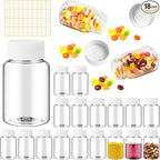 Lamoutor 18Pcs Clear Pill Bottle Plastic Medicine Empty Reagent Bottle Chemical Containers with Caps for Liquid Solid Powder Medicine 20ML